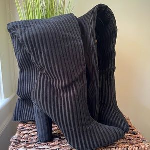 Suede Stripe Over the knee heeled Boots
